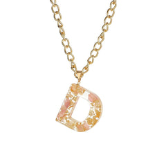 Pink & 18K Gold-Plated Floral Alphabet D Pendant Necklace