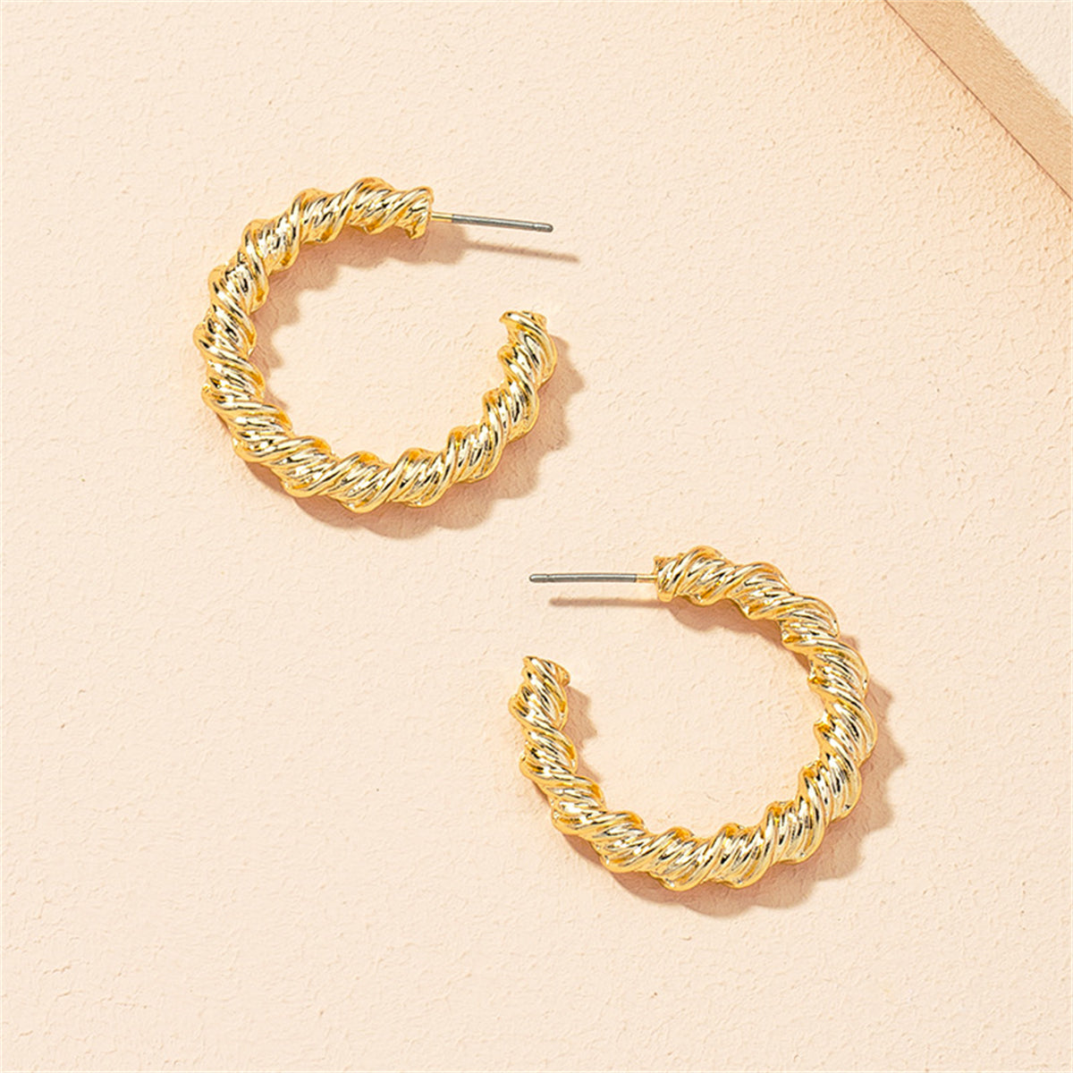 18K Gold-Plated Twine Hoop Earrings, botanical inspired, lifestyle look