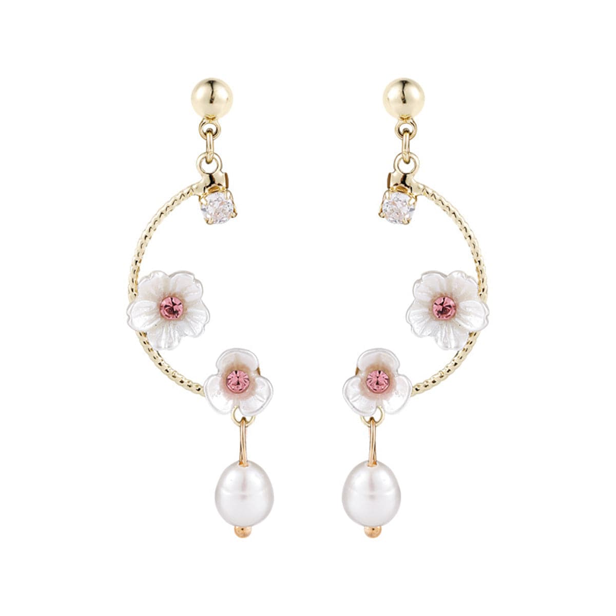 Pearl & Shell 18K Gold-Plated Floral Drop Earrings