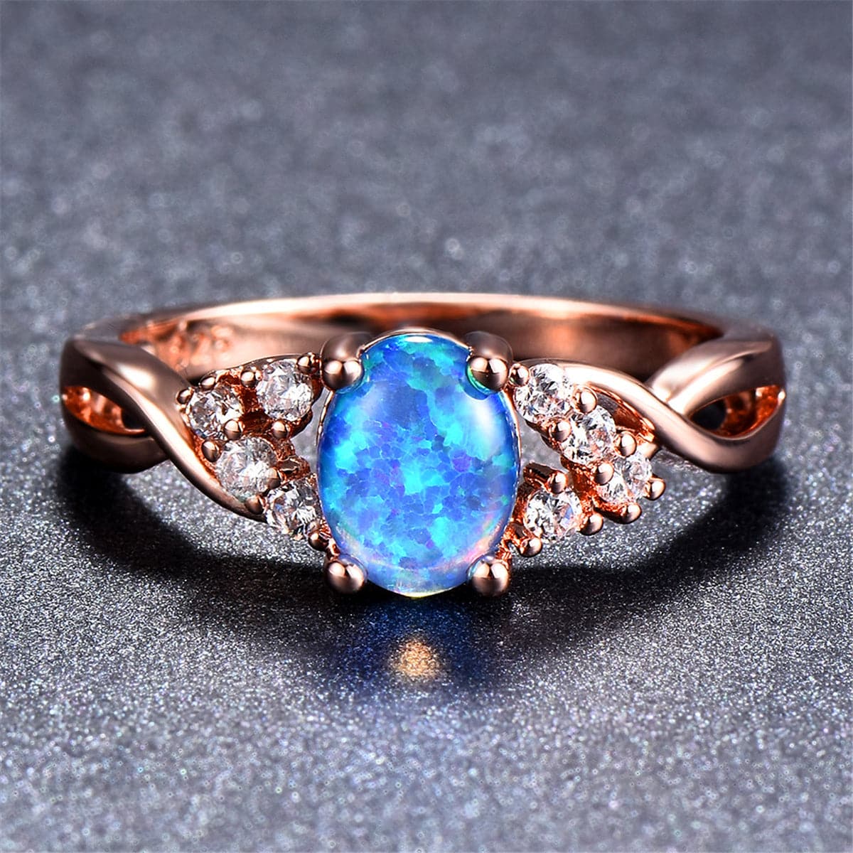 Blue Opal & 18k Rose Gold-Plated Twist Ring - streetregion