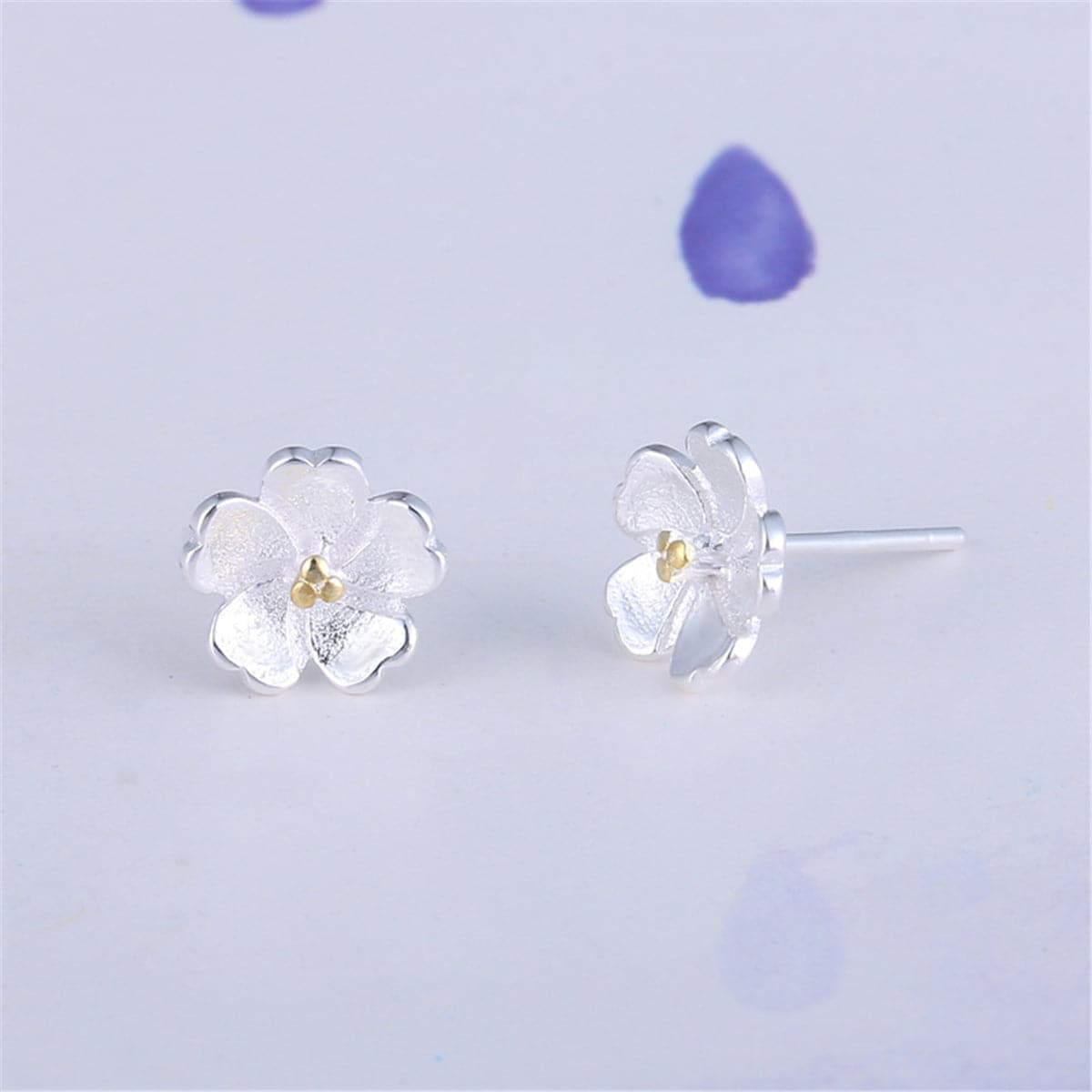 Two-Tone Sakura Floral Stud Earrings