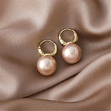 Pink Imitation Pearl & 18K Gold Plated Huggie Earrings