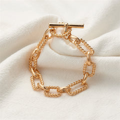 18K Gold-Plated Twine Oval Toggle Bracelet