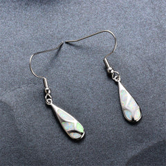 White Opal & Silver-Plated Teardrop Earrings