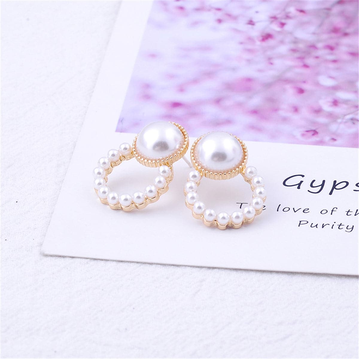 Pearl & 18K Gold-Plated Open Ring Stud Earrings