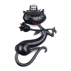 Black Elegant Cat Brooch - streetregion