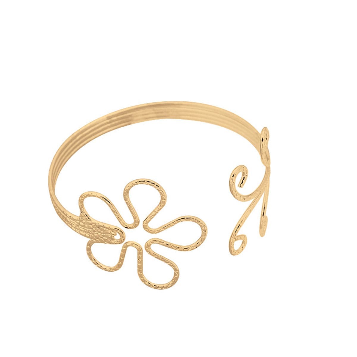 18K Gold-Plated Open Flower Arm Cuff