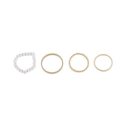 Pearl & 18K Gold-Plated Ring Set