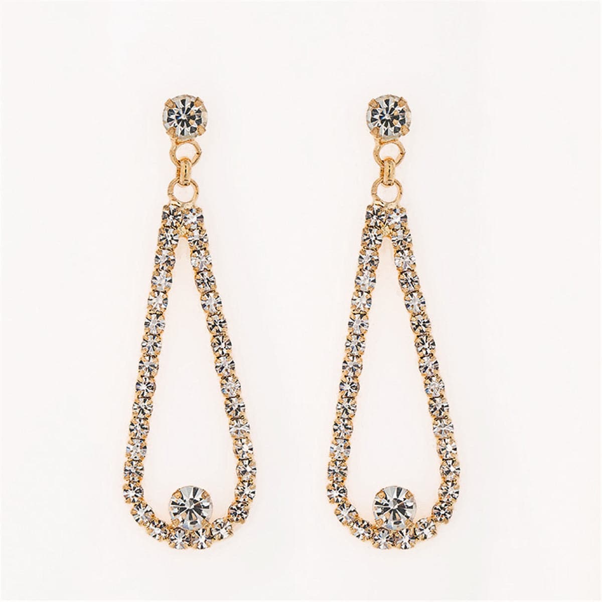Cubic Zirconia & 18K Gold-Plated Open Teardrop Earrings