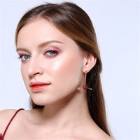 Red cubic zirconia & 18k Gold-Plated Arrow Heart Drop Earrings - streetregion