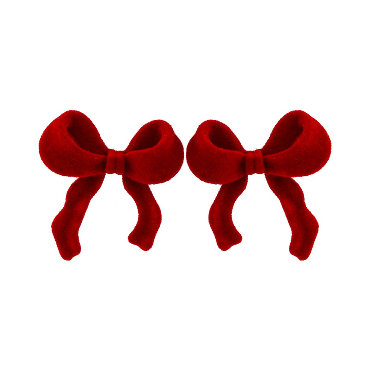 Red Velvet Bow Stud Earrings, stud earrings for women, dainty minimalist design, front view