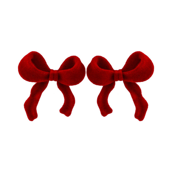 Red Velvet Bow Stud Earrings