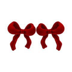Red Velvet Bow Stud Earrings