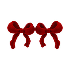 Red Velvet Bow Stud Earrings