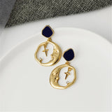 Cubic Zirconia & 18k Gold-Plated Crescent Moon & Cross Hoop Earrings