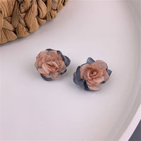 Pink & Blue Chiffon & Silver-Plated Flower Stud Earrings