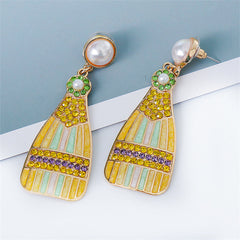 Pearl & Multicolor Cubic Zirconia 18K Gold-Plated Bottle Drop Earrings
