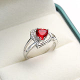 Red Crystal & Cubic Zirconia Heart Asymmetrical Ring