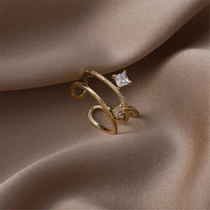 Cubic Zirconia & Crystal 18K Gold-Plated Botany Open Ring