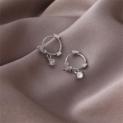 Cubic Zirconia & Silver-Plated Butterfly Huggie Earrings