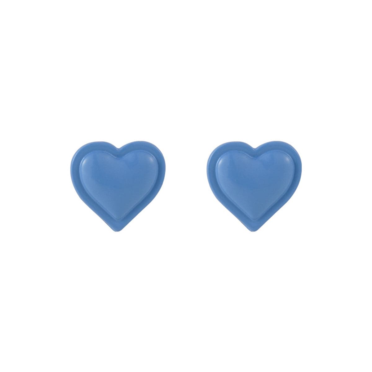 Blue Heart Stud Earrings, stud earrings for women, vintage-inspired design, front view