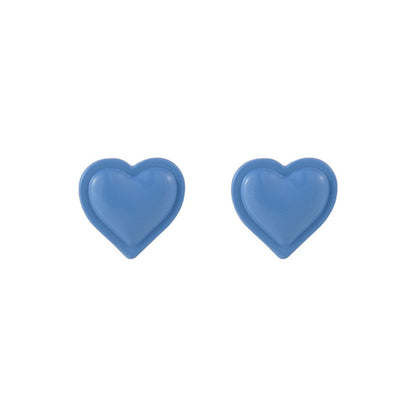 Blue Heart Stud Earrings, stud earrings for women, vintage-inspired design, front view