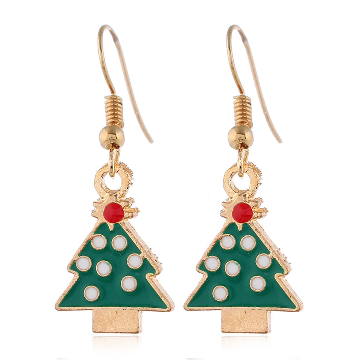 Green Enamel & 18K Gold-Plated Christmas Tree Jewelry Set