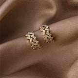 Cubic Zirconia & 18k Gold-Plated Wave Ear Cuffs