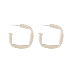 White Enamel & Silver-Plated Twisted Square Drop Earrings