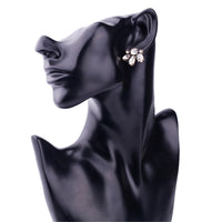 White Crystal & 18k Gold-Plated Floral Stud Earrings