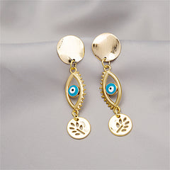 Enamel & 18K Gold-Plated Devil Eye Branch Drop Earrings