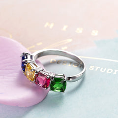 Pink Crystal & Silver-Plated Adjustable Ring