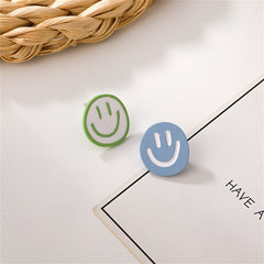 Blue & Green Mismatched Smiley Stud Earrings