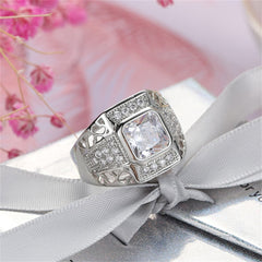 Crystal & Cubic Zirconia Openwork Bezel Cushion-Cut Ring