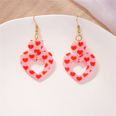 Light Pink Acrylic & 18K Gold-Plated Heart Earrings