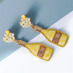 Pearl & Yellow Crystal 18K Gold-Plated Bottle Drop Earrings