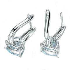 Sea Blue Crystal & Cubic Zirconia Triangle Huggie Earrings
