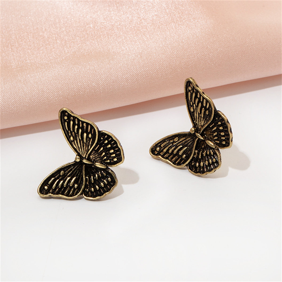 18K Gold-Plated Oxidized Butterfly Stud Earring