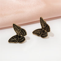18k Gold-Plated Oxidized Butterfly Stud Earring