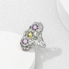 Pink & Yellow Crystal Cubic Zirconia-Accent Openwork Round-Cut Ring