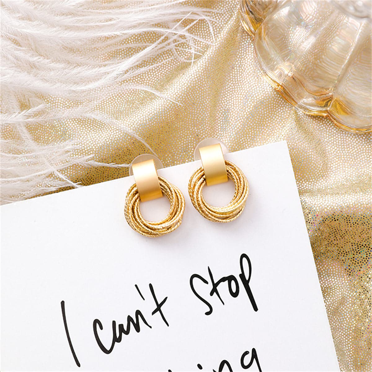 18K Gold-Plated Stacked Circle Drop Earrings