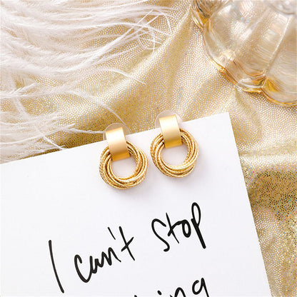 18K Gold-Plated Stacked Circle Drop Earrings