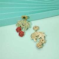 Green Cubic Zirconia & Imitation Pearl Botany Drop Earrings