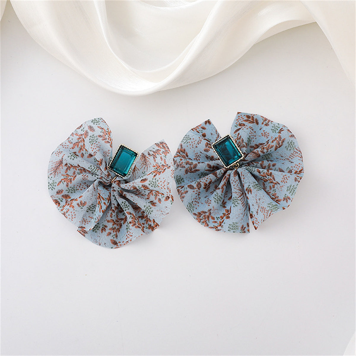 Blue Crystal & Polyster 18K Gold-Plated Bow Drop Earrings