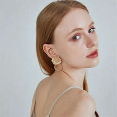 18K Gold-Plated Mum Hoop Drop Earrings