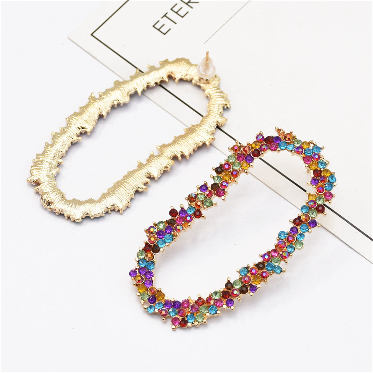 Bright-Tone Cubic Zirconia Oval Drop Earrings