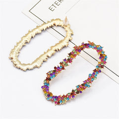 Bright-Tone Cubic Zirconia Oval Drop Earrings