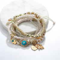 Turquoise & 18K Gold-Plated Hamsa Heart Bracelet Set