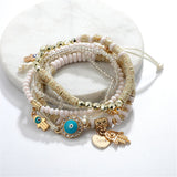 Turquoise & 18K Gold-Plated Hamsa Heart Bracelet Set