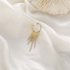 Elegant 18K gold-plated ear cuff adorned with beautiful beads, perfect for adding a touch of glamour to any outfit.